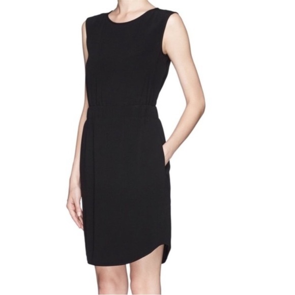 Theory XS Lydan Register Elastic Waistband Black Dress - Picture 2 of 10